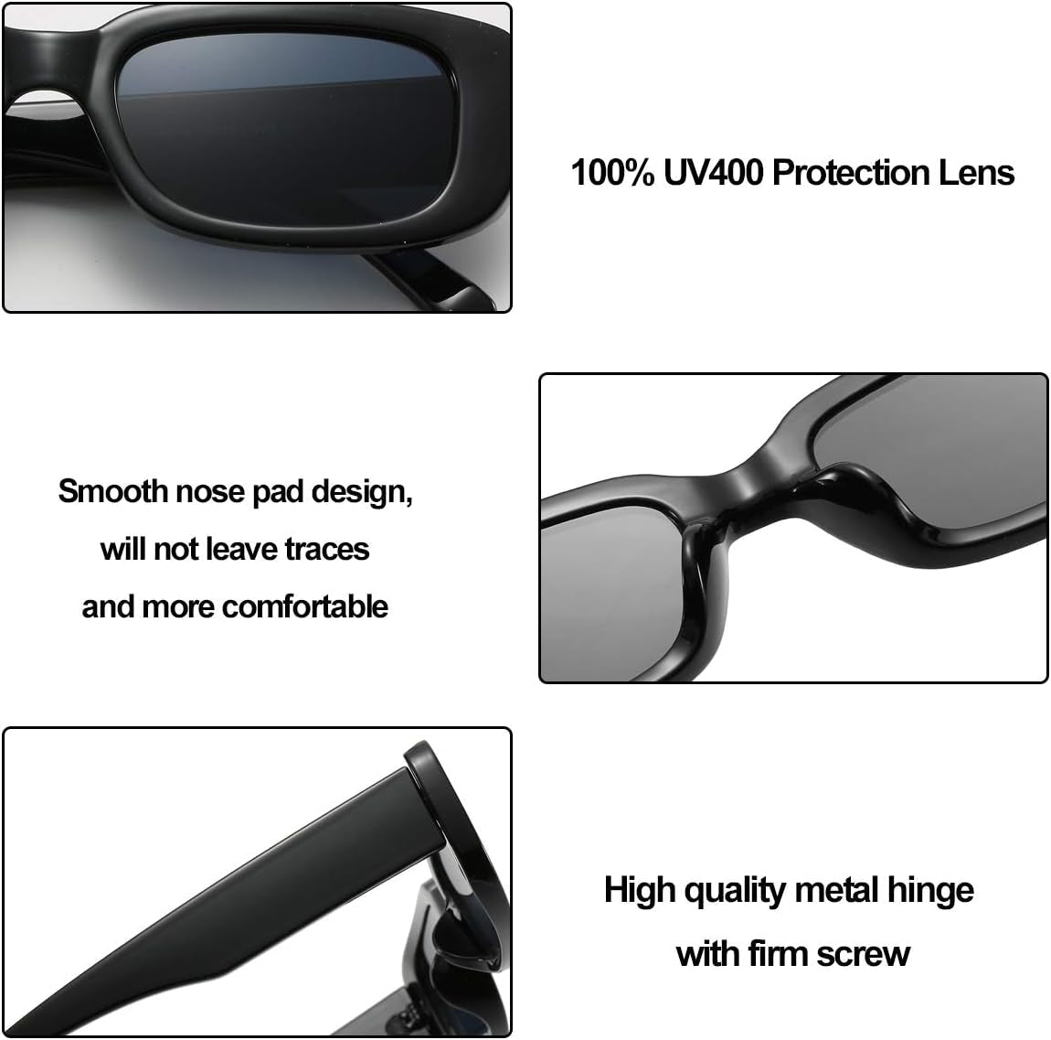 Rectangle Sunglasses for Women Men Trendy Retro Fashion Sunglasses UV 400 Protection Square Fram - WORLD TIME VISITS