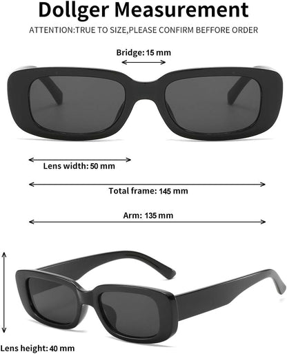 Rectangle Sunglasses for Women Men Trendy Retro Fashion Sunglasses UV 400 Protection Square Fram - WORLD TIME VISITS