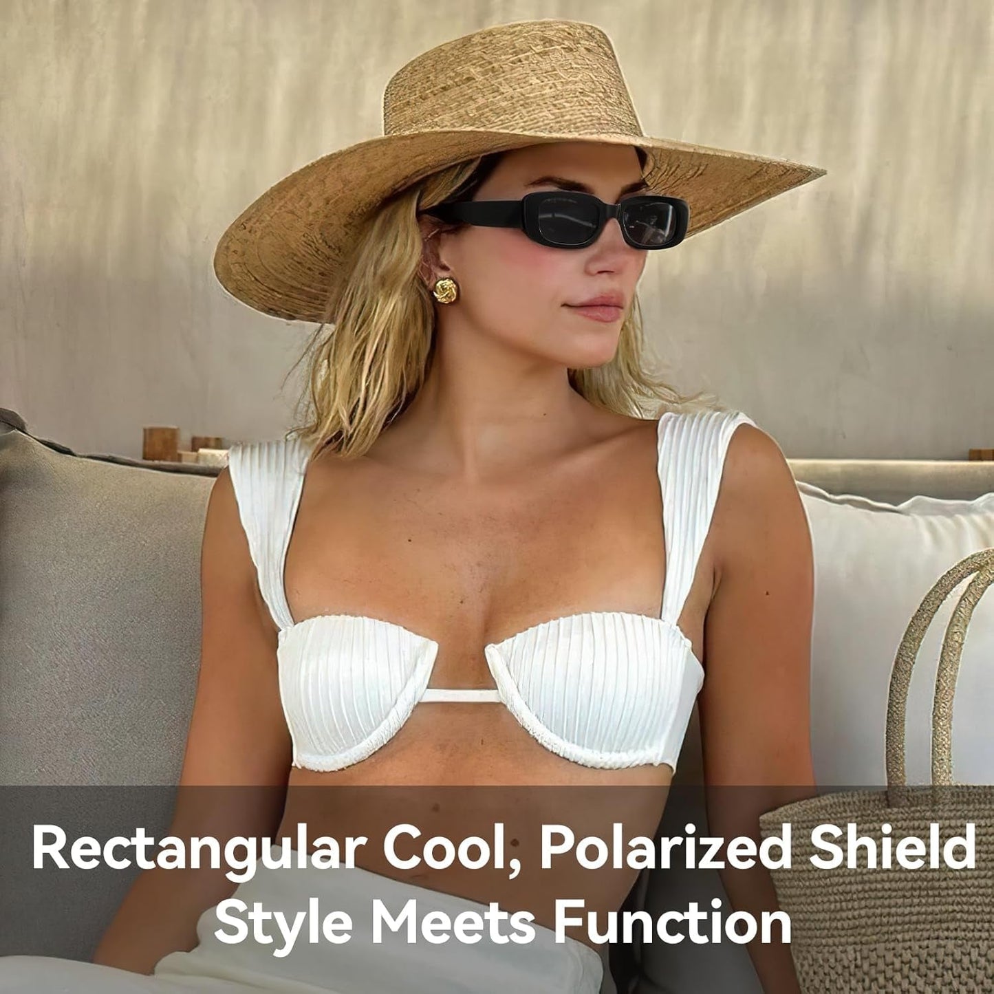 Rectangle Sunglasses for Women Men Trendy Retro Fashion Sunglasses UV 400 Protection Square Fram - WORLD TIME VISITS