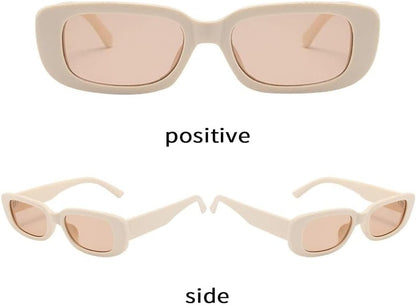 Rectangle Sunglasses for Women Men Trendy Retro Fashion Sunglasses UV 400 Protection Square Fram - WORLD TIME VISITS