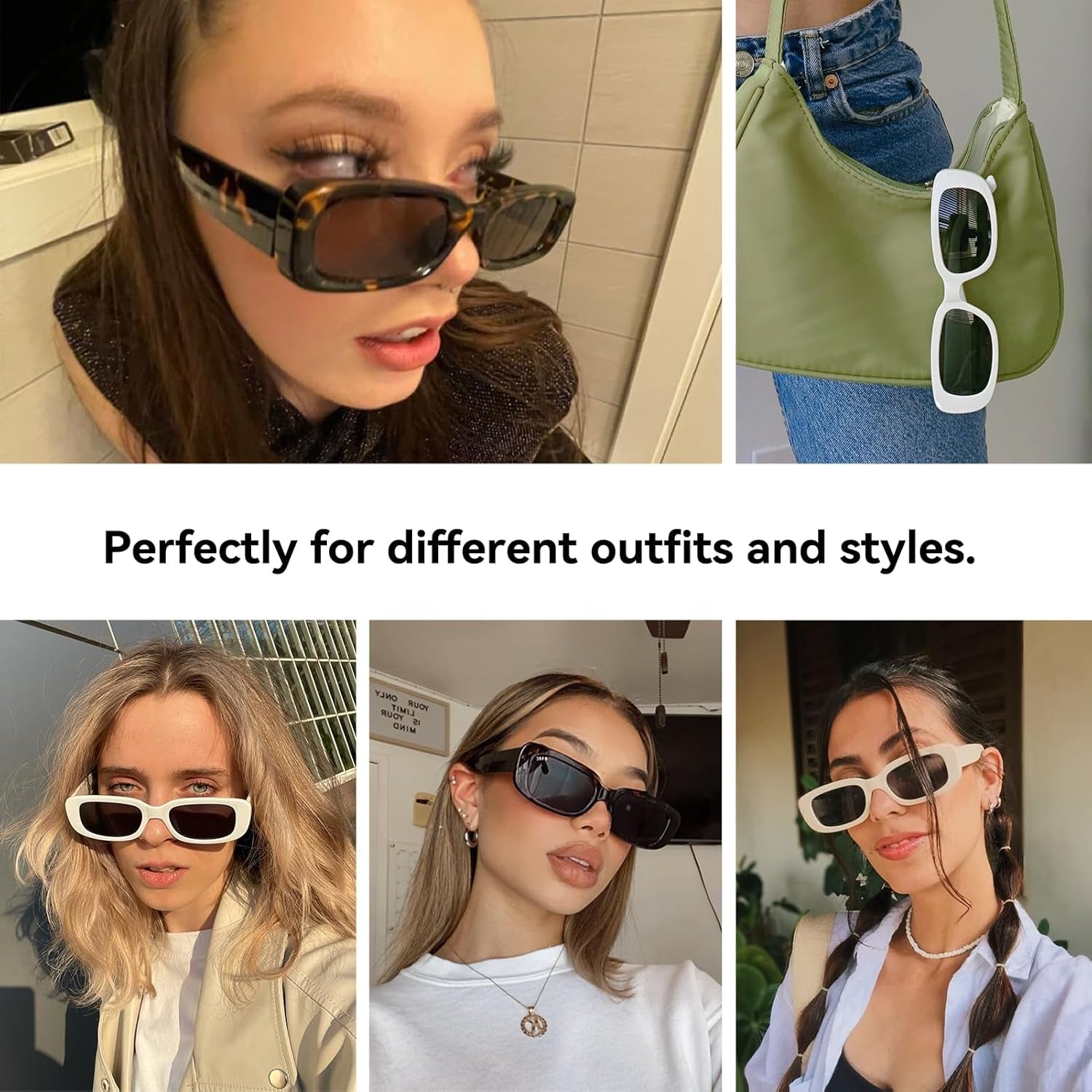 Rectangle Sunglasses for Women Men Trendy Retro Fashion Sunglasses UV 400 Protection Square Fram - WORLD TIME VISITS