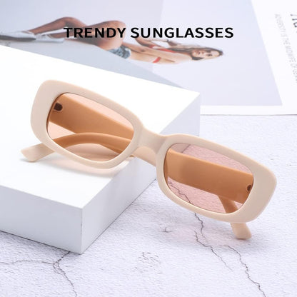 Rectangle Sunglasses for Women Men Trendy Retro Fashion Sunglasses UV 400 Protection Square Fram - WORLD TIME VISITS