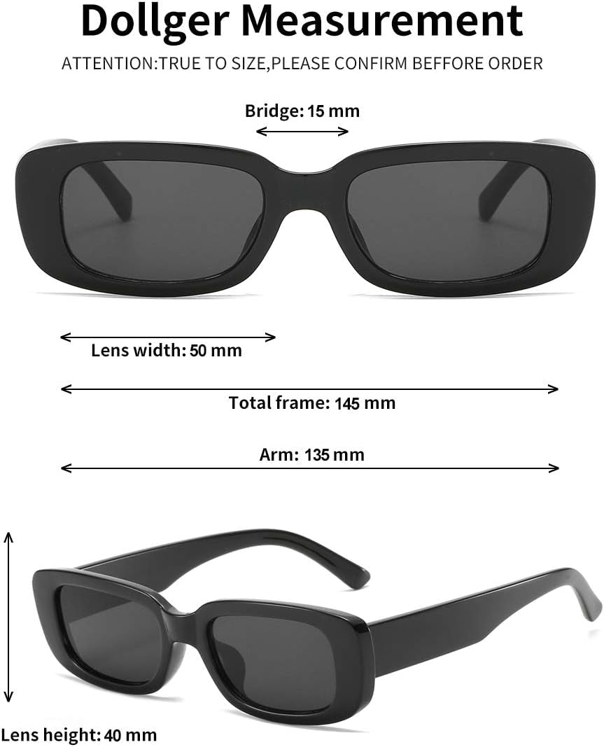 Rectangle Sunglasses for Women Men Trendy Retro Fashion Sunglasses UV 400 Protection Square Fram - WORLD TIME VISITS