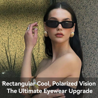 Rectangle Sunglasses for Women Men Trendy Retro Fashion Sunglasses UV 400 Protection Square Fram - WORLD TIME VISITS