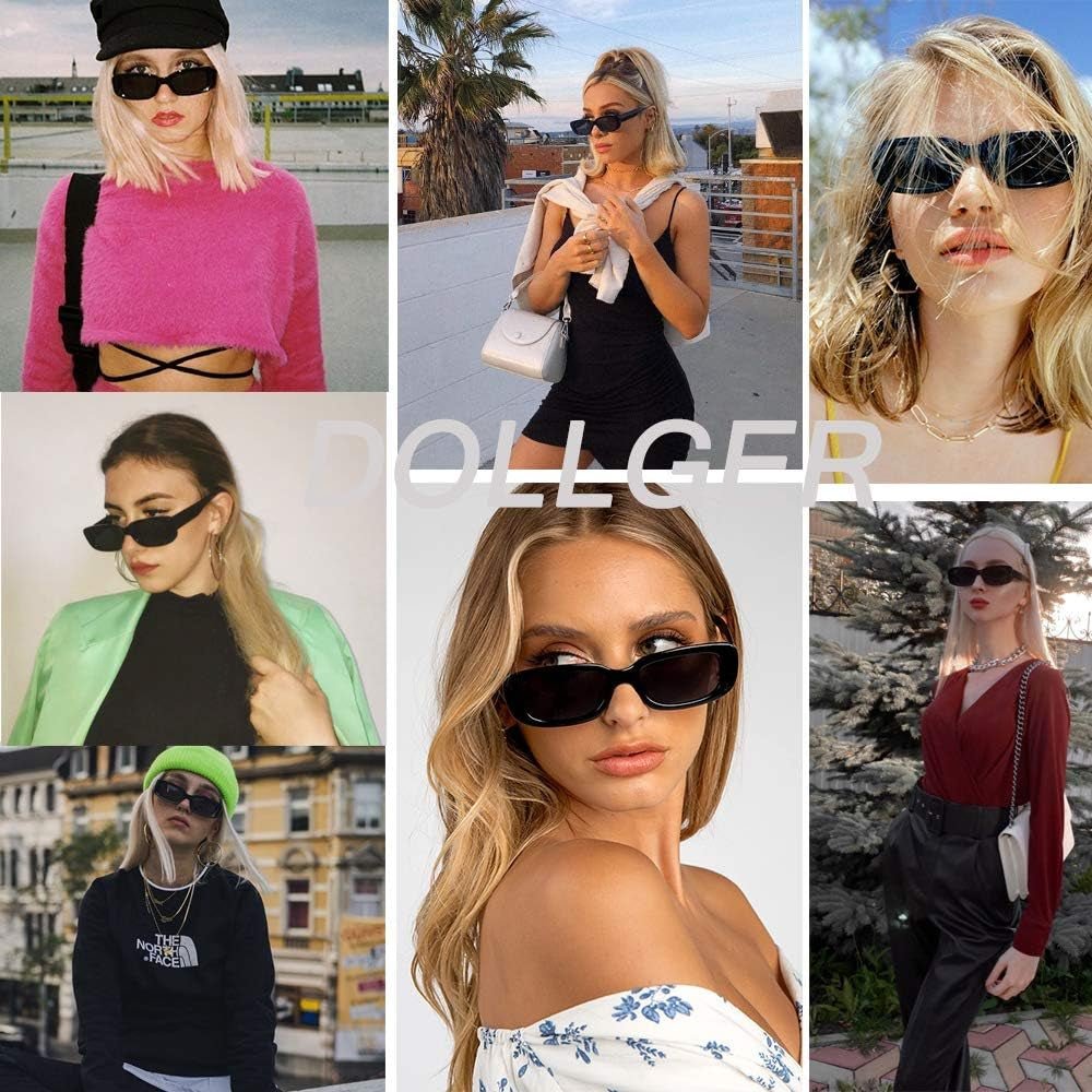 Rectangle Sunglasses for Women Men Trendy Retro Fashion Sunglasses UV 400 Protection Square Fram - WORLD TIME VISITS