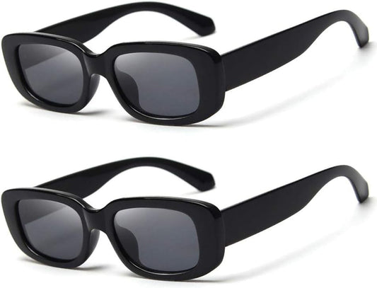 Rectangle Sunglasses for Women Men Trendy Retro Fashion Sunglasses UV 400 Protection Square Fram - WORLD TIME VISITS
