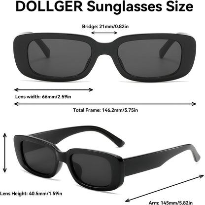 Rectangle Sunglasses for Women Men Trendy Retro Fashion Sunglasses UV 400 Protection Square Fram - WORLD TIME VISITS