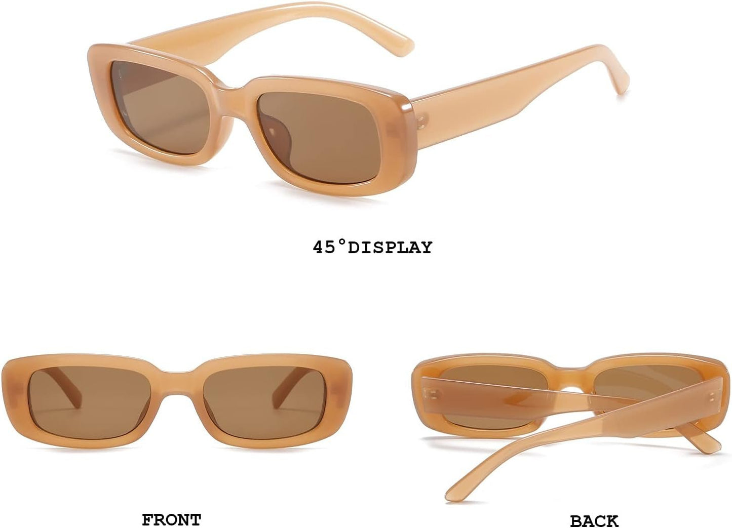 Rectangle Sunglasses for Women Retro Driving Glasses 90’S Vintage Fashion Narrow Square Frame UV400 Protection - WORLD TIME VISITS