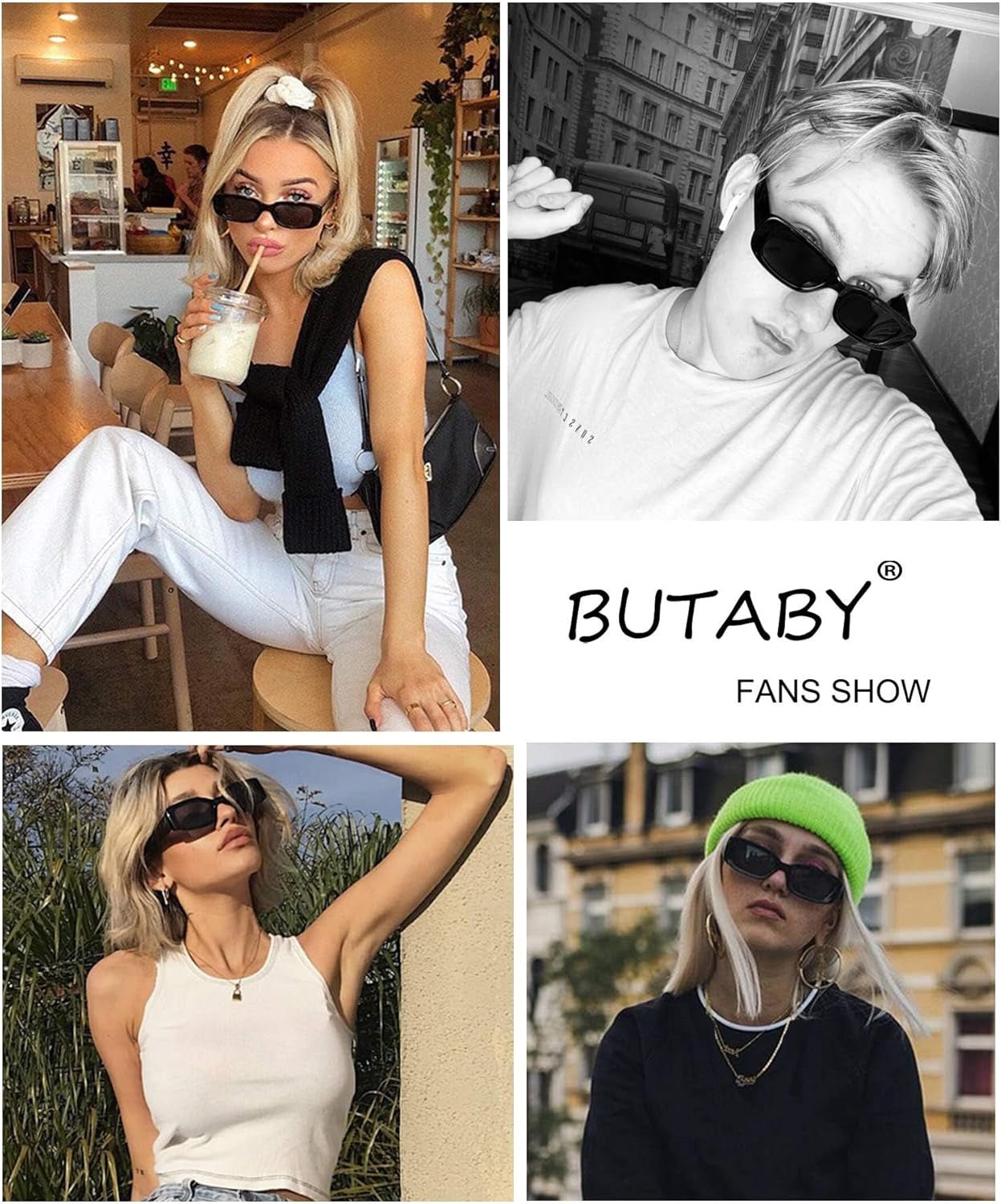 Rectangle Sunglasses for Women Retro Driving Glasses 90’S Vintage Fashion Narrow Square Frame UV400 Protection - WORLD TIME VISITS