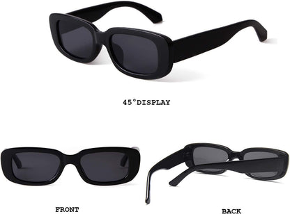 Rectangle Sunglasses for Women Retro Driving Glasses 90’S Vintage Fashion Narrow Square Frame UV400 Protection - WORLD TIME VISITS