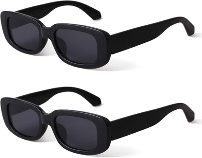 Rectangle Sunglasses for Women Retro Driving Glasses 90’S Vintage Fashion Narrow Square Frame UV400 Protection - WORLD TIME VISITS