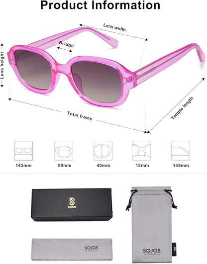 Rectangle Sunglasses for Women Vintage Trendy Outdoor Travel Sun Glasses Square Frame SJ2218 - WORLD TIME VISITS