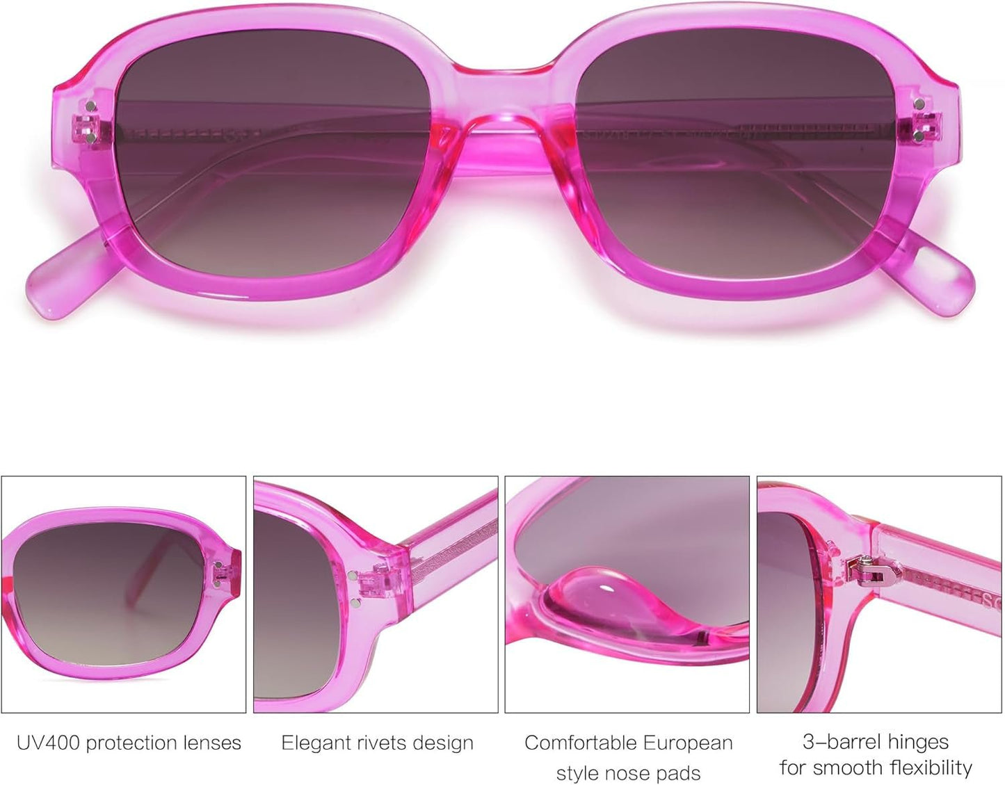 Rectangle Sunglasses for Women Vintage Trendy Outdoor Travel Sun Glasses Square Frame SJ2218 - WORLD TIME VISITS