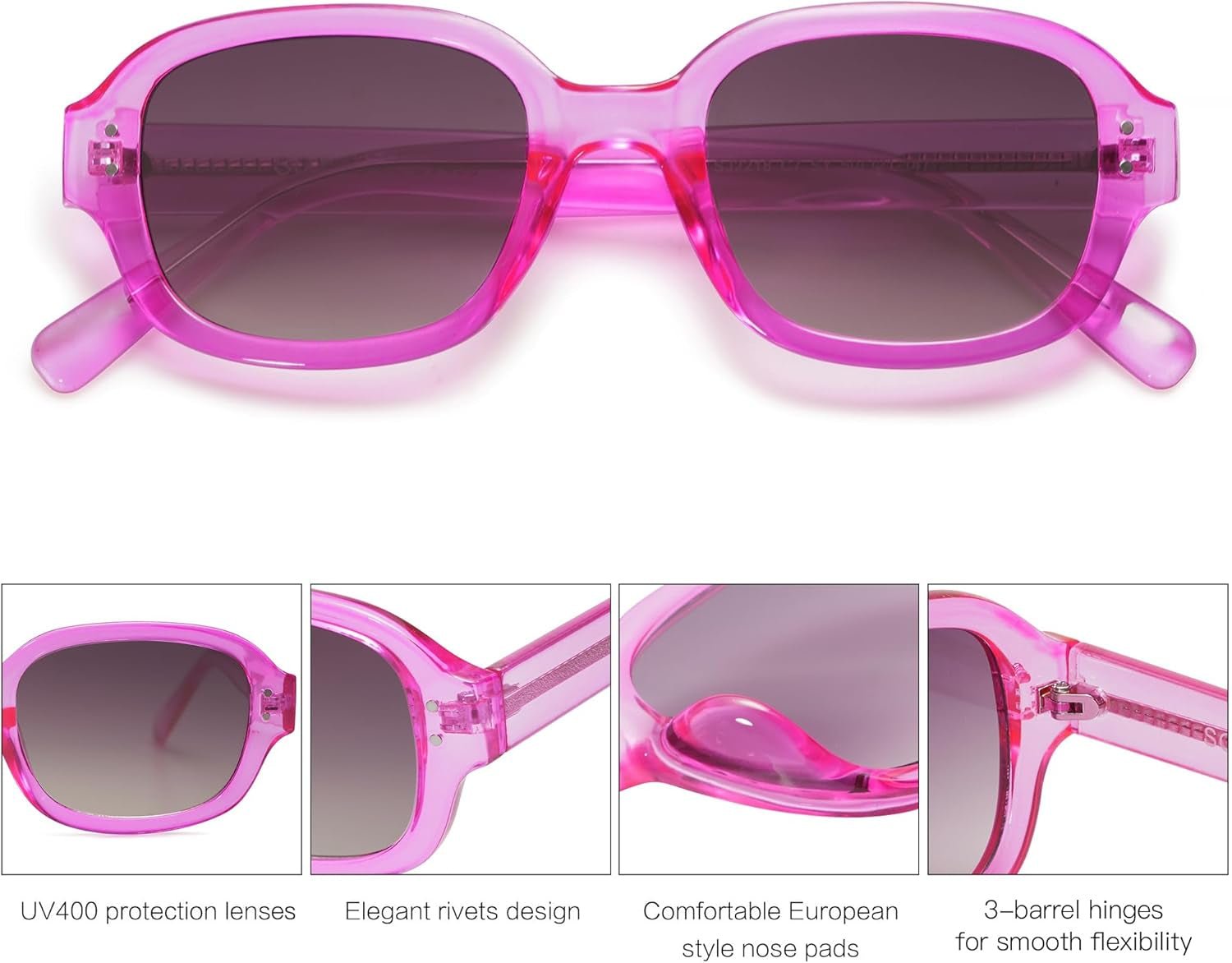 Rectangle Sunglasses for Women Vintage Trendy Outdoor Travel Sun Glasses Square Frame SJ2218 - WORLD TIME VISITS