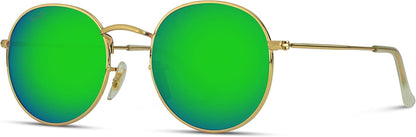 ' - Reflective Lens round Trendy Sunglasses - WORLD TIME VISITS