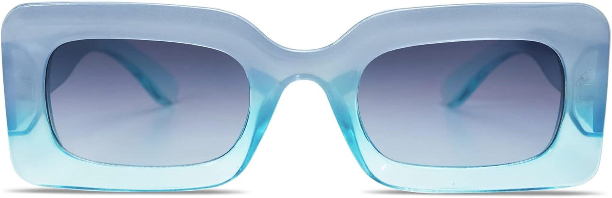 Retro 90S Nude Rectangle Sunglasses Womens Mens Trendy Chunky Glasses - WORLD TIME VISITS