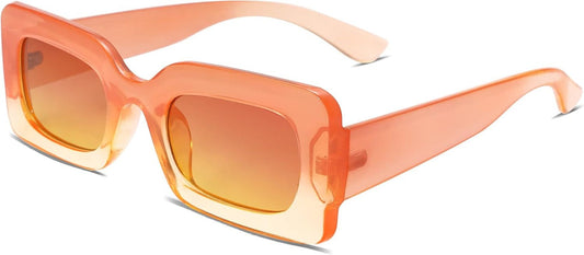 Retro 90S Nude Rectangle Sunglasses Womens Mens Trendy Chunky Glasses - WORLD TIME VISITS