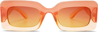 Retro 90S Nude Rectangle Sunglasses Womens Mens Trendy Chunky Glasses - WORLD TIME VISITS