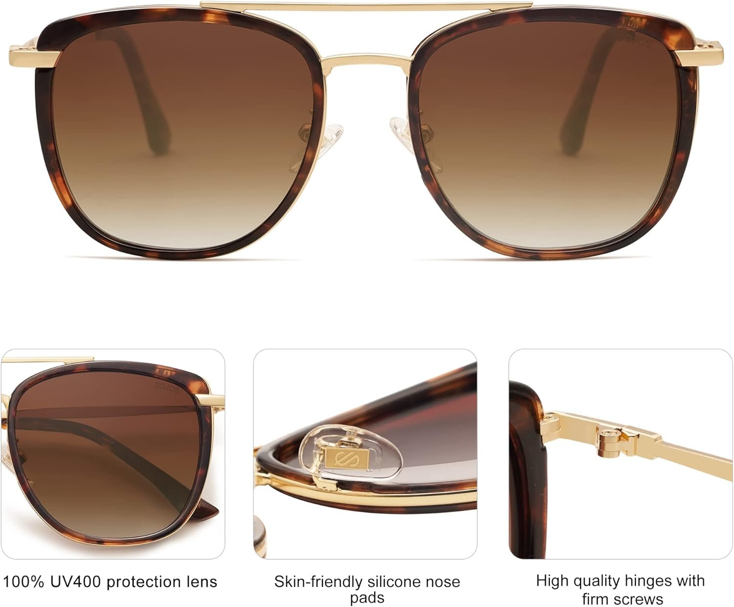 Retro Aviator Square Polarized Sunglasses for Women Men,Vintage Women'S Sun Glasses Shades UV400 SJ2180 - WORLD TIME VISITS