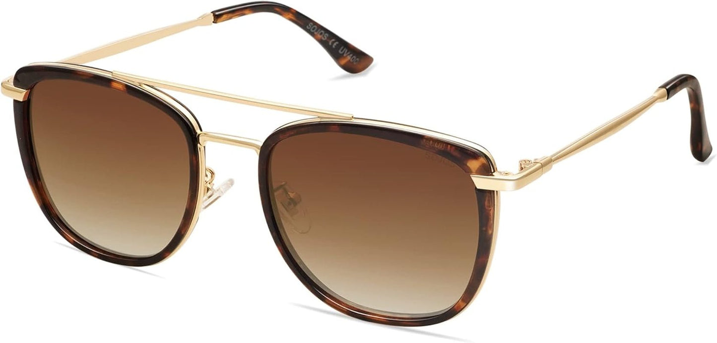Retro Aviator Square Polarized Sunglasses for Women Men,Vintage Women'S Sun Glasses Shades UV400 SJ2180 - WORLD TIME VISITS
