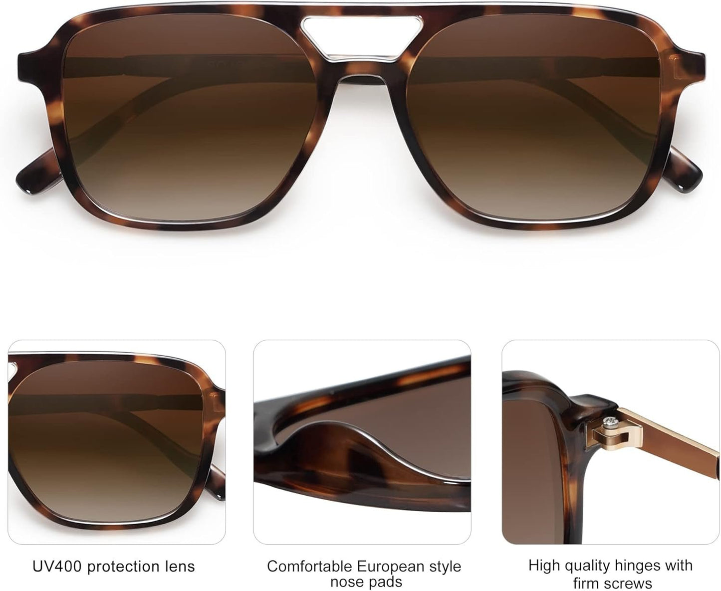 Retro Aviator Sunglasses for Women Men,Trendy Rectangle Womens Mens Shades Sun Glasses SJ2202 - WORLD TIME VISITS