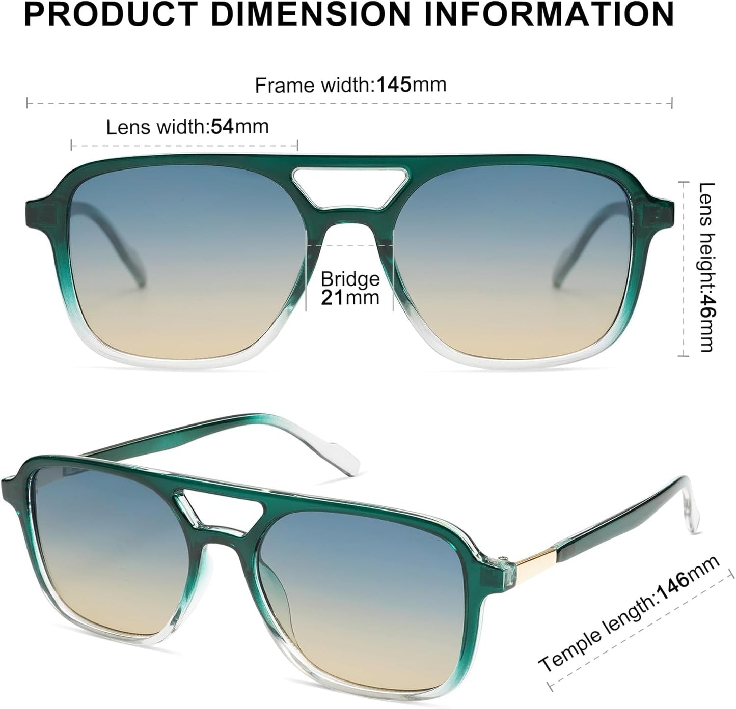 Retro Aviator Sunglasses for Women Men,Trendy Rectangle Womens Mens Shades Sun Glasses SJ2202 - WORLD TIME VISITS