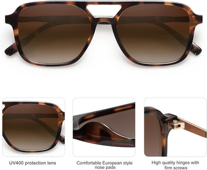Retro Aviator Sunglasses for Women Men,Trendy Rectangle Womens Mens Shades Sun Glasses SJ2202 - WORLD TIME VISITS