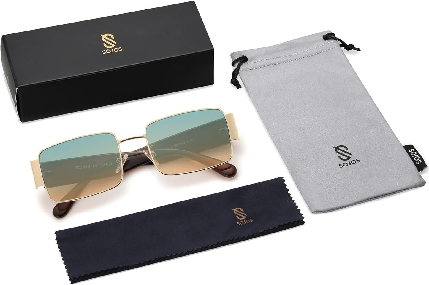 Retro Fashion Rectangle Sunglasses Womens Mens Vintage Trendy Square Shades SJ1162 - WORLD TIME VISITS