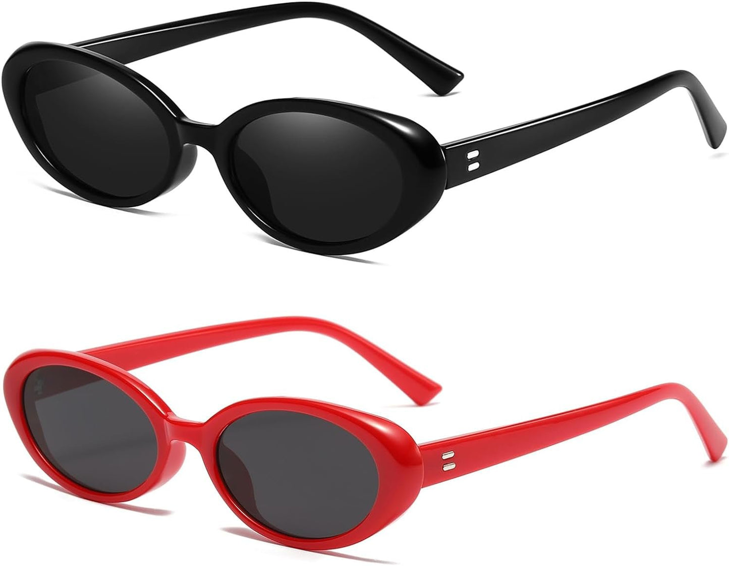 Retro Oval Sunglasses for Women Men Fashion Small Oval Sunglasses 90S Vintage Shades - WORLD TIME VISITS