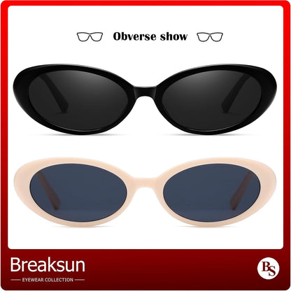 Retro Oval Sunglasses for Women Men Fashion Small Oval Sunglasses 90S Vintage Shades - WORLD TIME VISITS