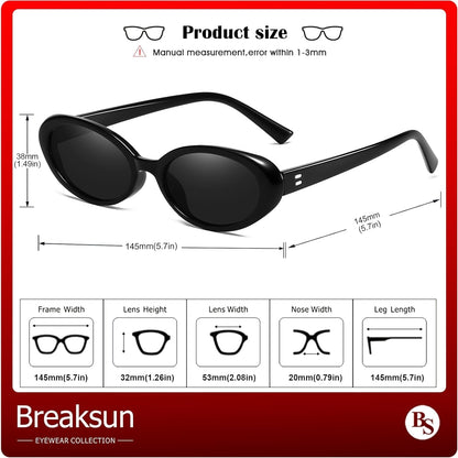 Retro Oval Sunglasses for Women Men Fashion Small Oval Sunglasses 90S Vintage Shades - WORLD TIME VISITS