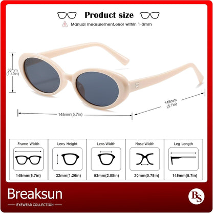 Retro Oval Sunglasses for Women Men Fashion Small Oval Sunglasses 90S Vintage Shades - WORLD TIME VISITS