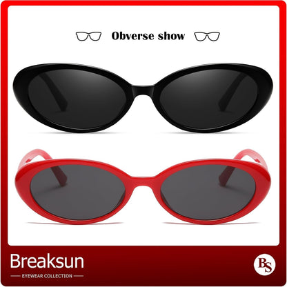 Retro Oval Sunglasses for Women Men Fashion Small Oval Sunglasses 90S Vintage Shades - WORLD TIME VISITS