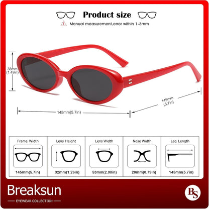 Retro Oval Sunglasses for Women Men Fashion Small Oval Sunglasses 90S Vintage Shades - WORLD TIME VISITS