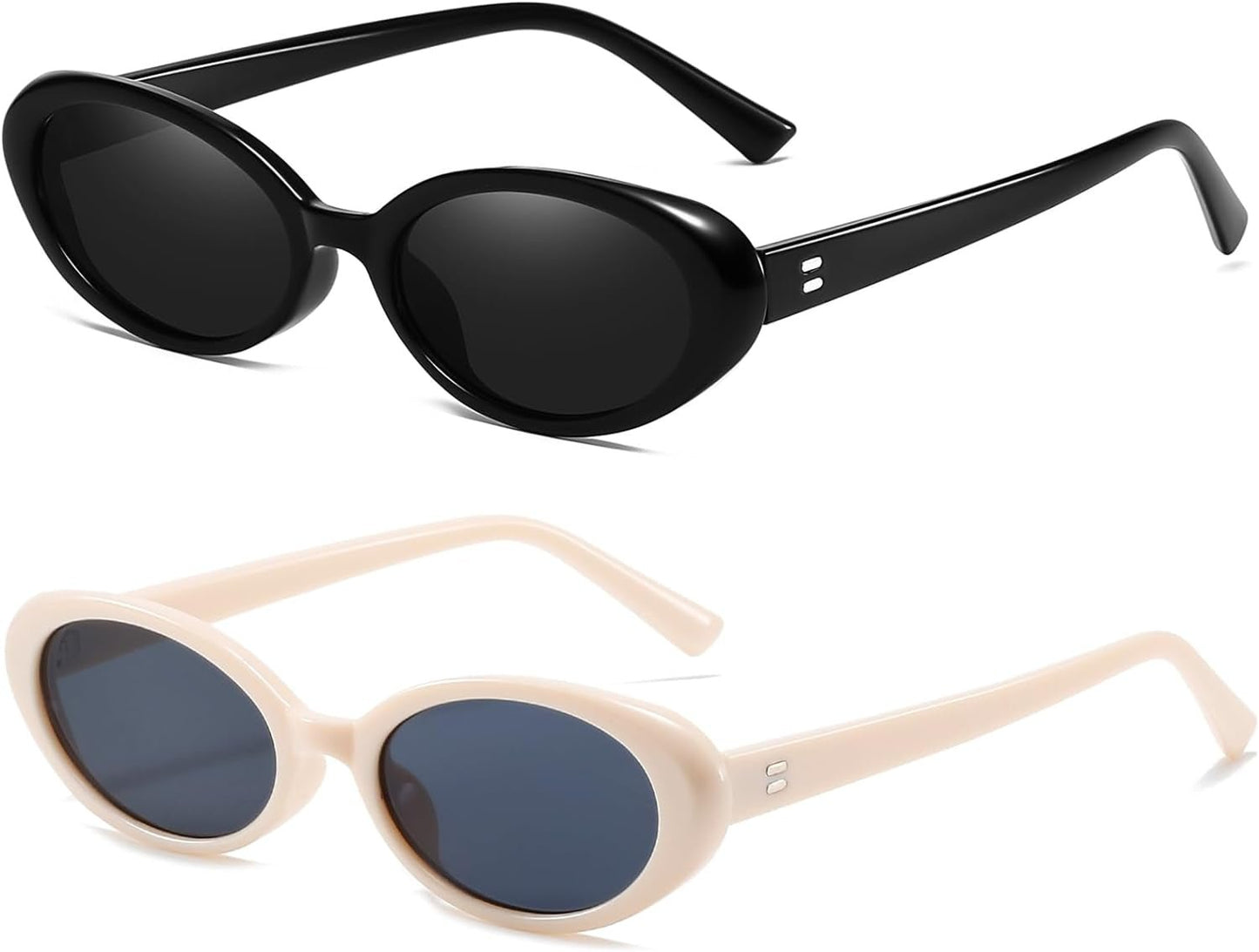Retro Oval Sunglasses for Women Men Fashion Small Oval Sunglasses 90S Vintage Shades - WORLD TIME VISITS