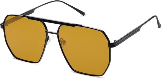 Retro Oversized Square Polarized Sunglasses for Women and Men Vintage Shades Classic Large Metal Sun Glasses - WORLD TIME VISITS