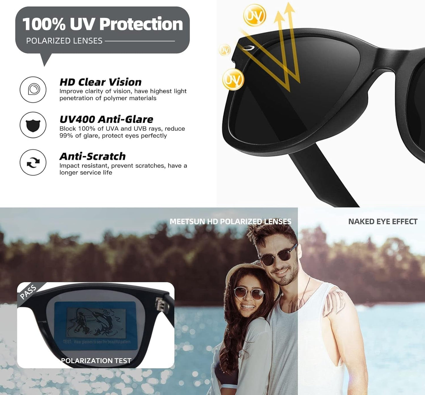 Retro Polarized Sunglasses for Women Men Classic Mirror Lens Driving Trendy Sun Glasses UV Protection (3 Pack) - WORLD TIME VISITS