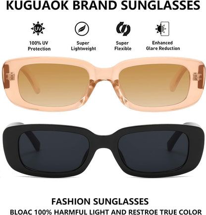 Retro Rectangle Sunglasses Women and Men Vintage Small Square Sun Glasses UV Protection Glasse - WORLD TIME VISITS