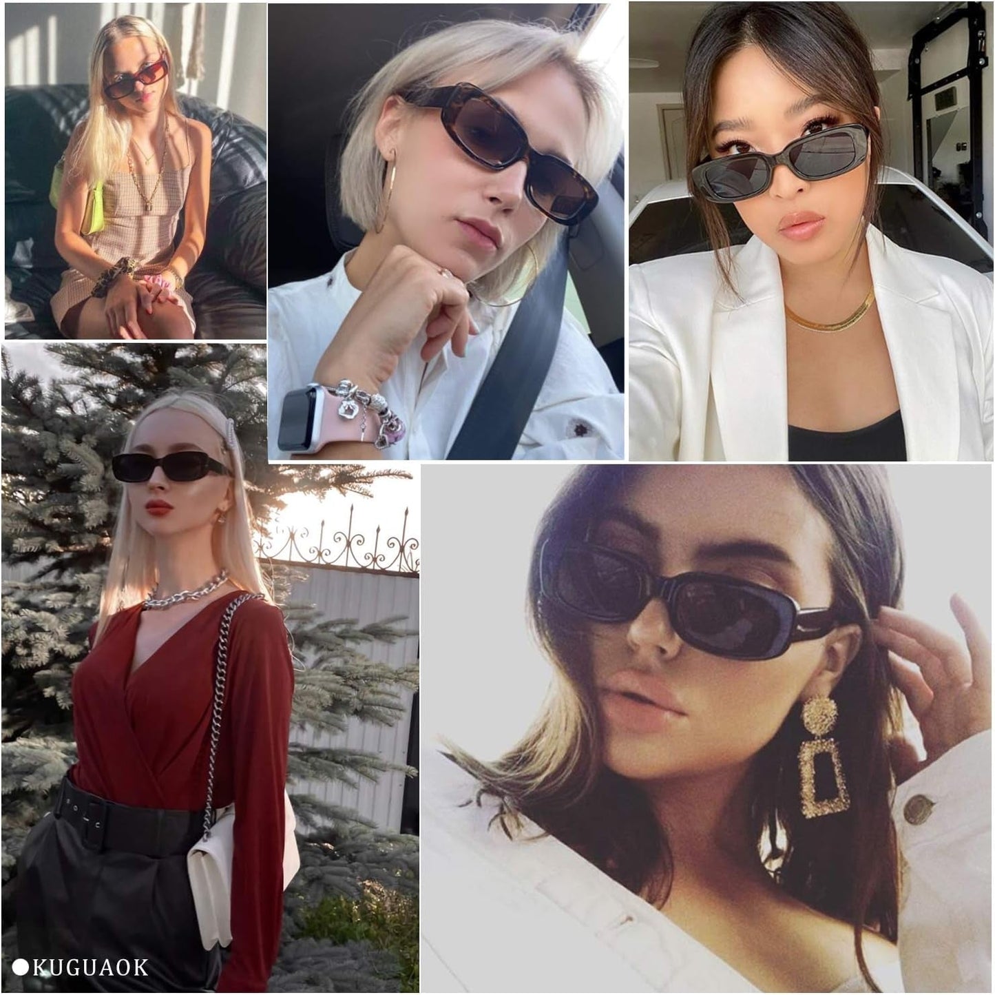 Retro Rectangle Sunglasses Women and Men Vintage Small Square Sun Glasses UV Protection Glasse - WORLD TIME VISITS