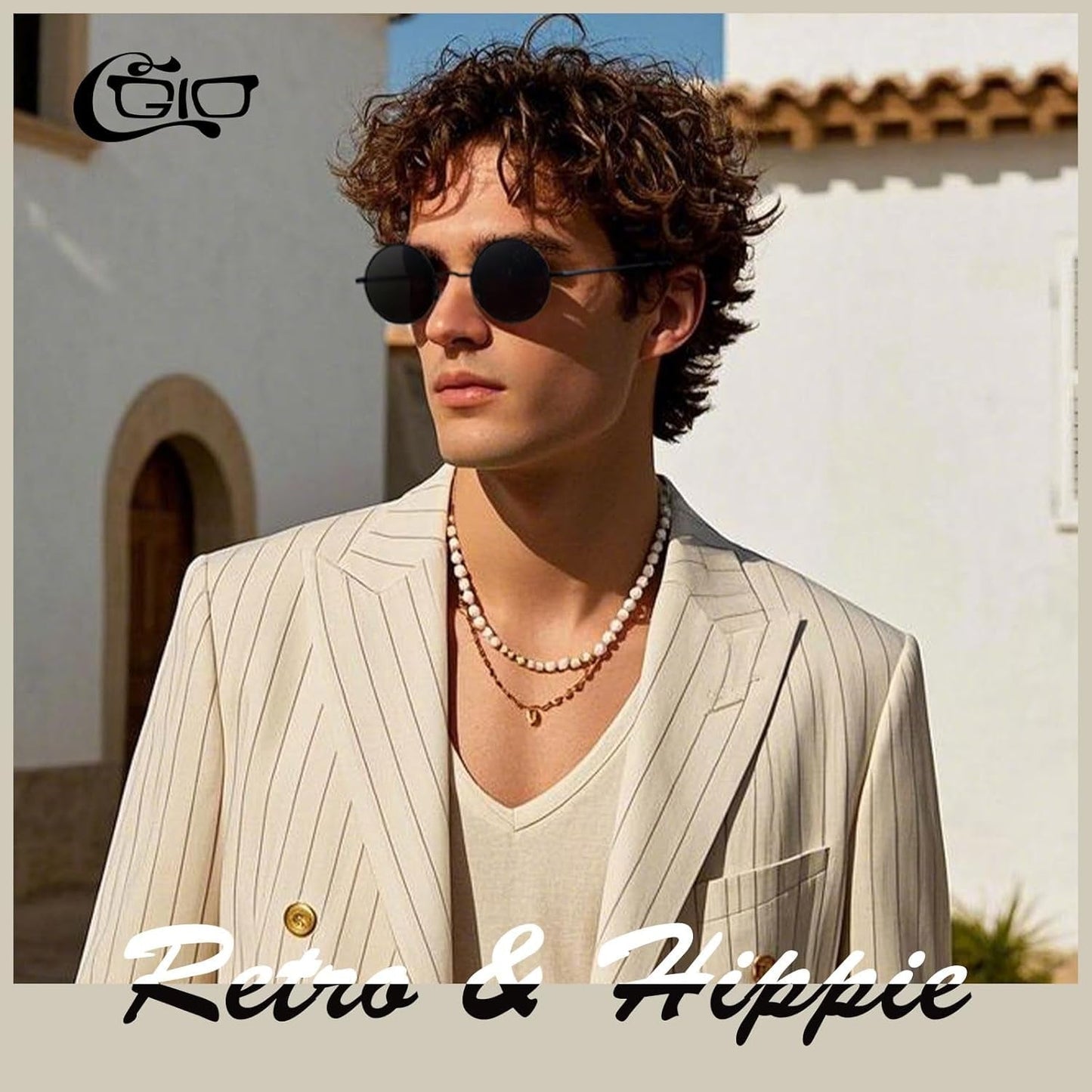 Retro round Polarized Sunglasses Mens Womens Circle Metal Hippie Shades UV400 Protection E01 - WORLD TIME VISITS