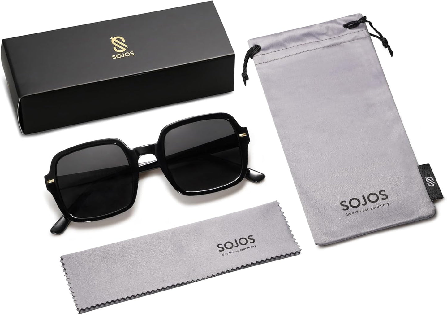 Retro Square Polarized Sunglasses for Women Men Classic Trendy Sunnies SJ2226 - WORLD TIME VISITS