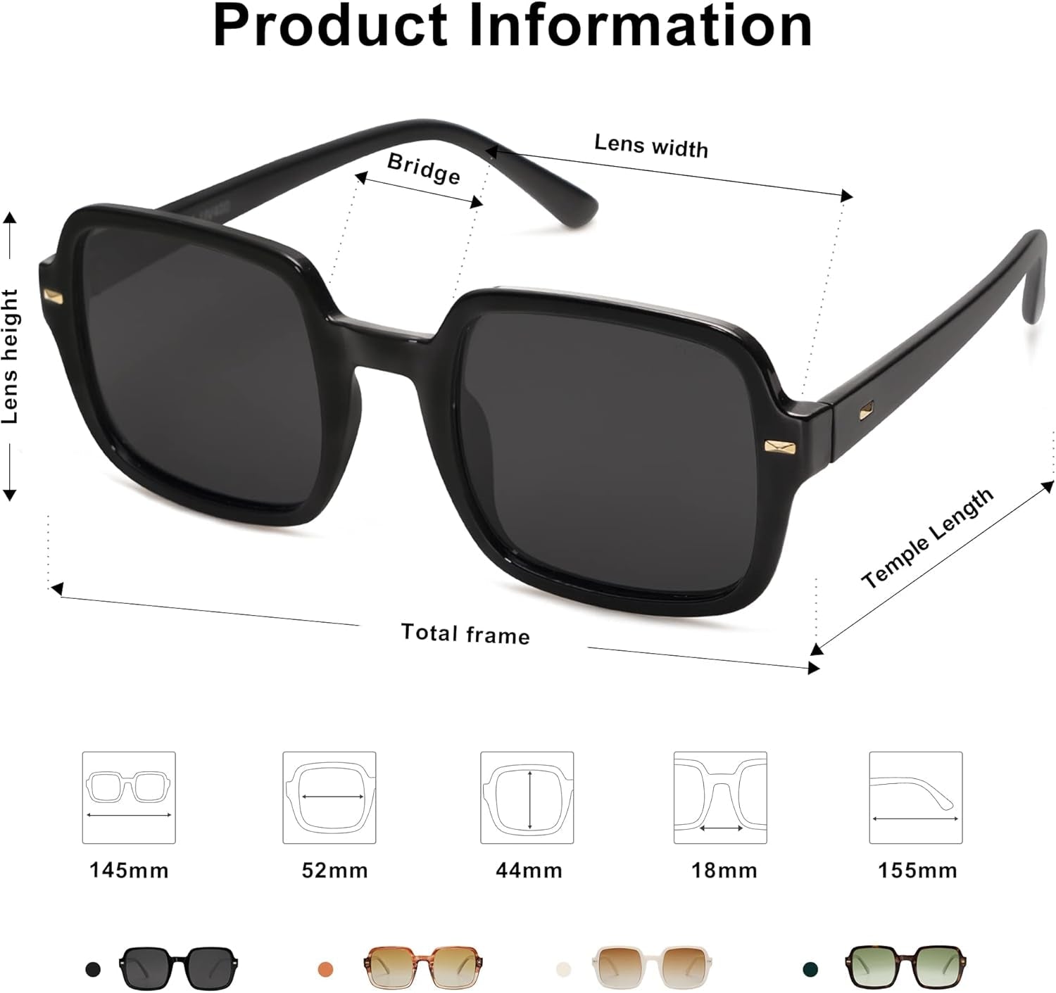 Retro Square Polarized Sunglasses for Women Men Classic Trendy Sunnies SJ2226 - WORLD TIME VISITS