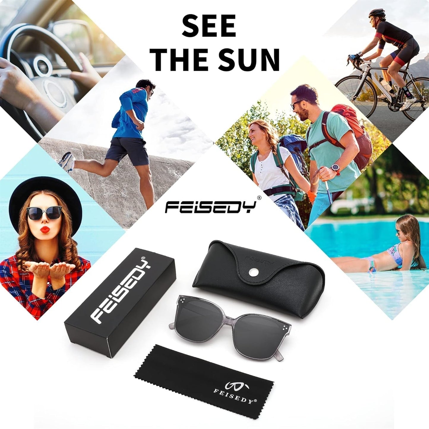 Retro Square Polarized Sunglasses Women Men Vintage Minimalist Shades B2600 - WORLD TIME VISITS
