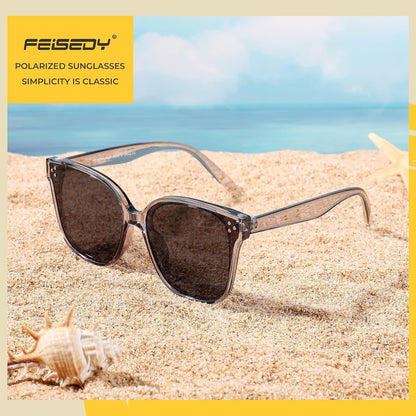 Retro Square Polarized Sunglasses Women Men Vintage Minimalist Shades B2600 - WORLD TIME VISITS