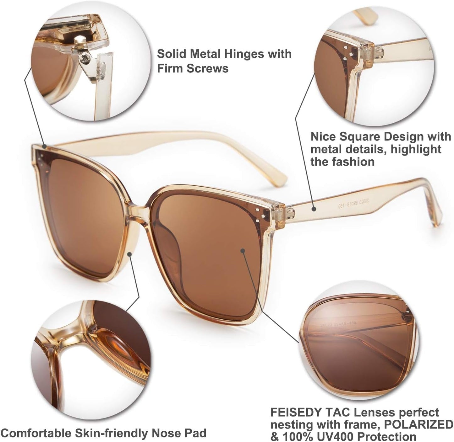 Retro Square Polarized Sunglasses Women Men Vintage Minimalist Shades B2600 - WORLD TIME VISITS
