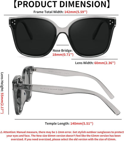 Retro Square Polarized Sunglasses Women Men Vintage Minimalist Shades B2600 - WORLD TIME VISITS