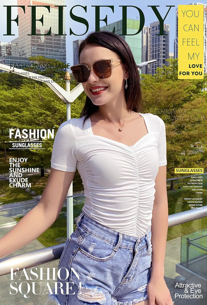 Retro Square Polarized Sunglasses Women Men Vintage Minimalist Shades B2600 - WORLD TIME VISITS