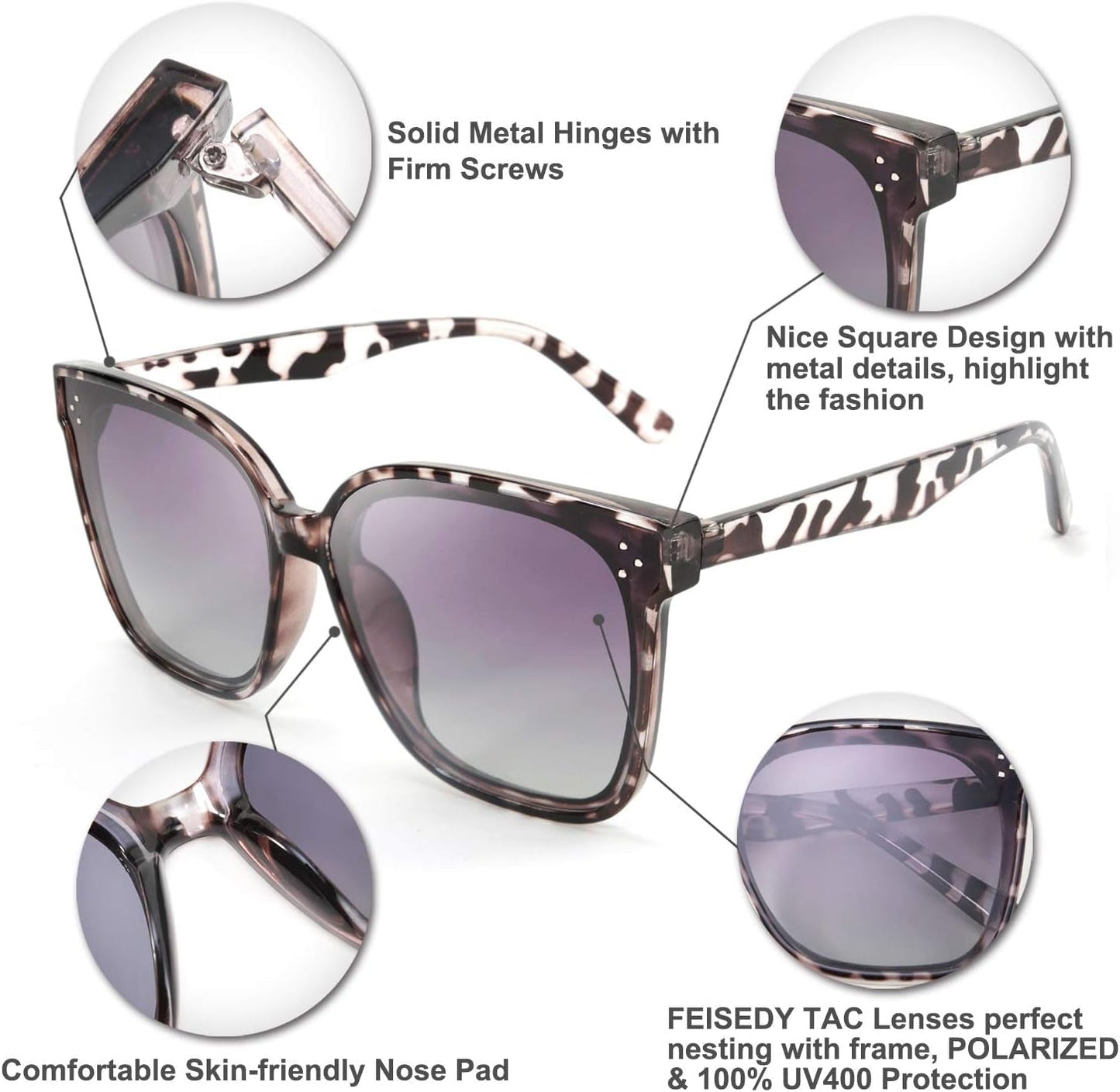 Retro Square Polarized Sunglasses Women Men Vintage Minimalist Shades B2600 - WORLD TIME VISITS