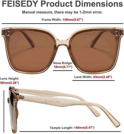 Retro Square Polarized Sunglasses Women Men Vintage Minimalist Shades B2600 - WORLD TIME VISITS