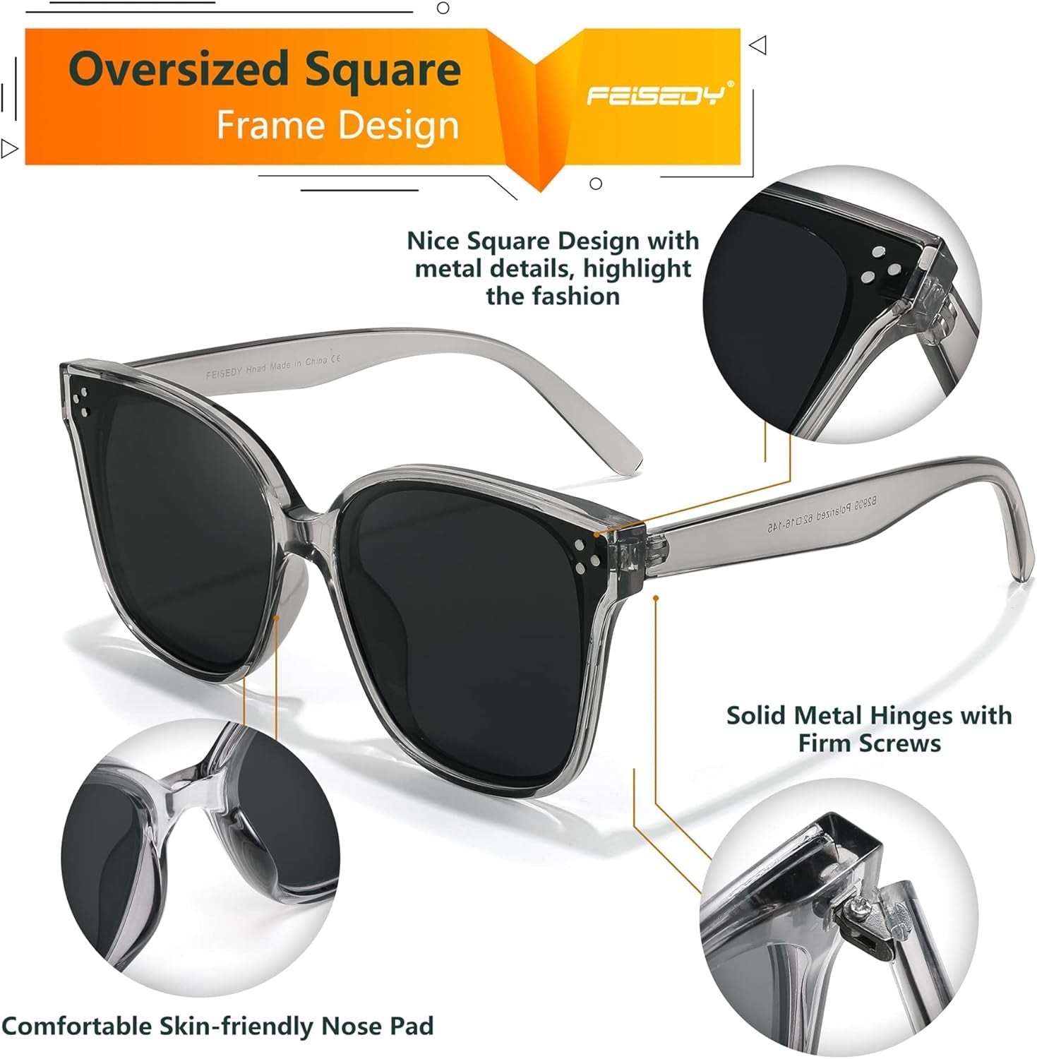 Retro Square Polarized Sunglasses Women Men Vintage Minimalist Shades B2600 - WORLD TIME VISITS